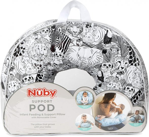 Nuby Nursing Pillow With Removable Cover-Animal Faces Floral